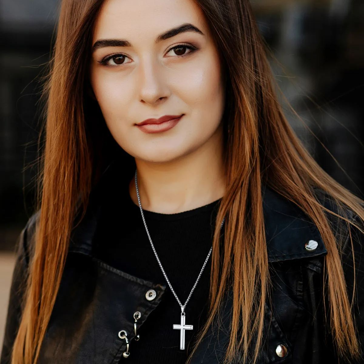 Custom Cross Necklace with Engraved Message for her