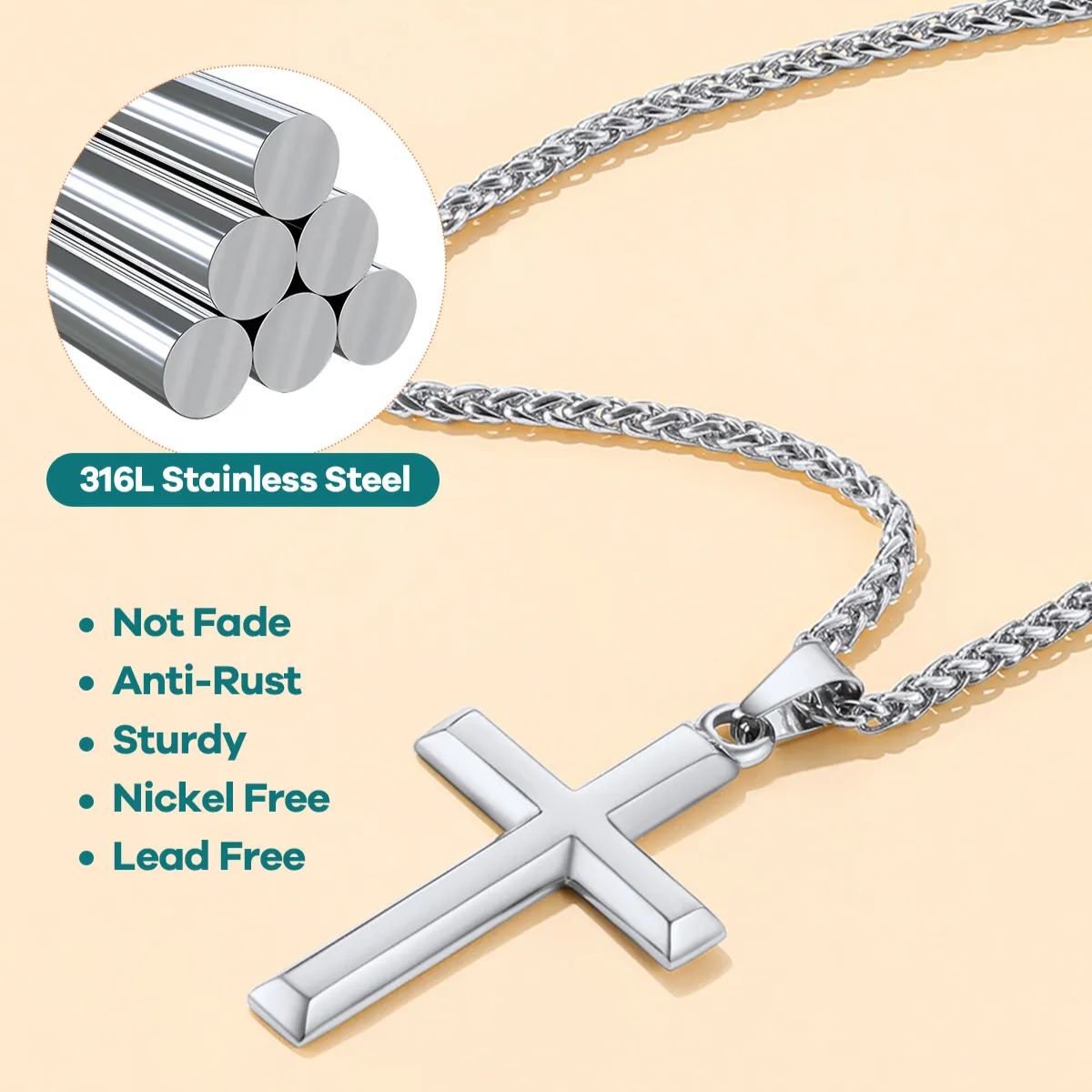 Custom Cross Necklace with Engraved Message for husband