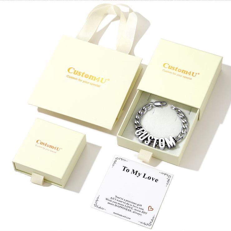 Personalized Stylish Cuban Link Chain Name Bracelet gift
