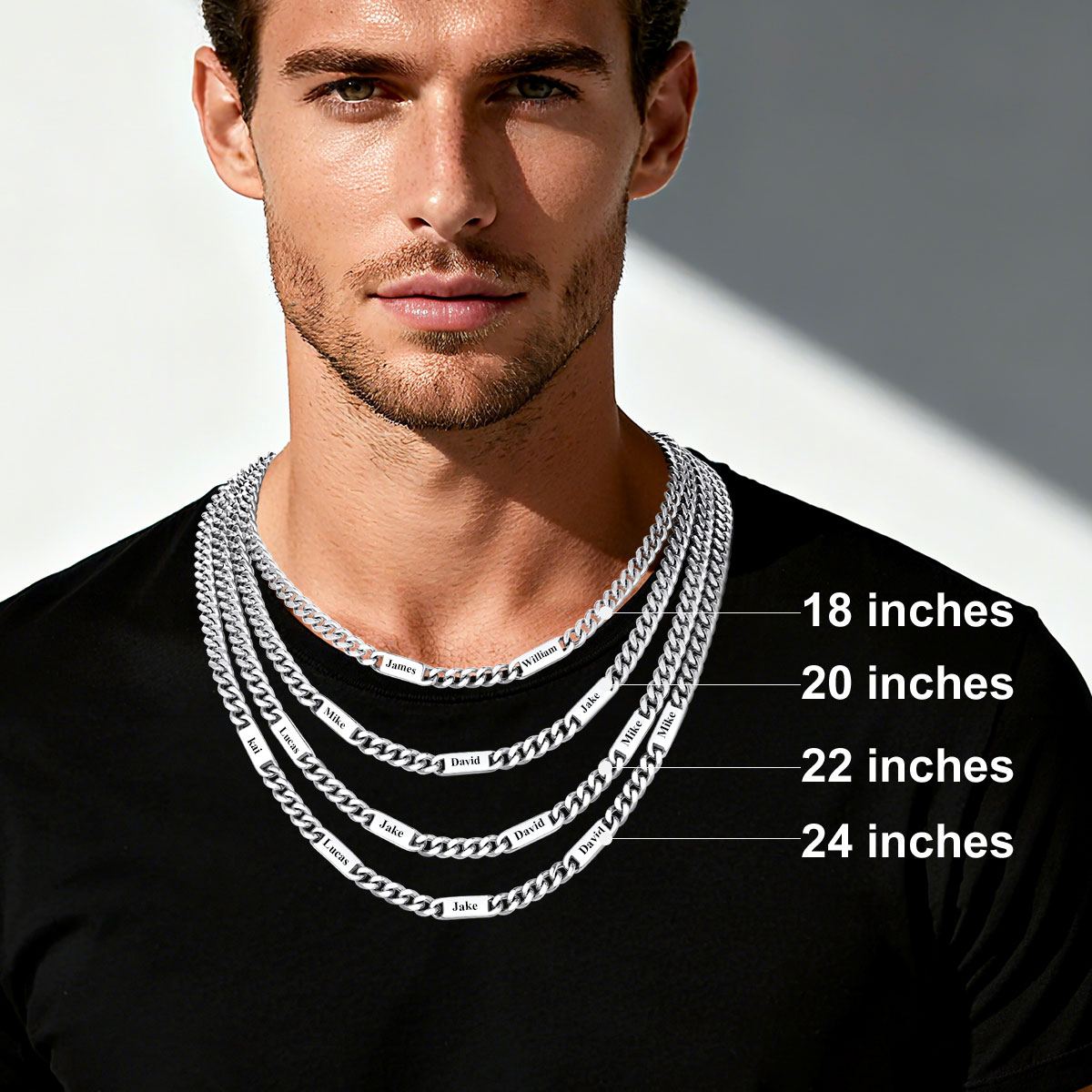 Customize Name 5/7mm Cuban Link Chain Necklace&Bracelet Set For Him For Her