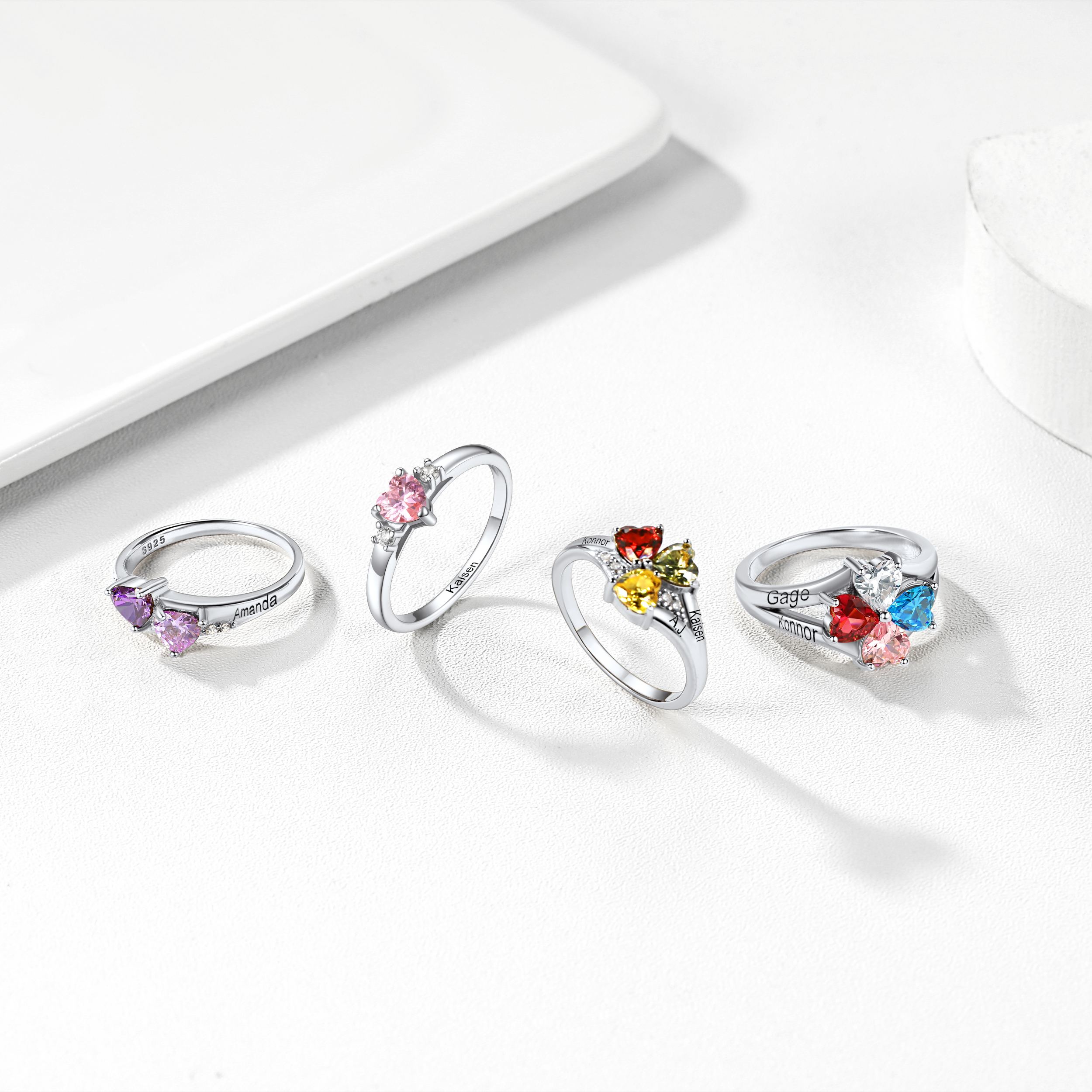 Personalized Birthstone Necklace & Ring Gift Box Set For Her