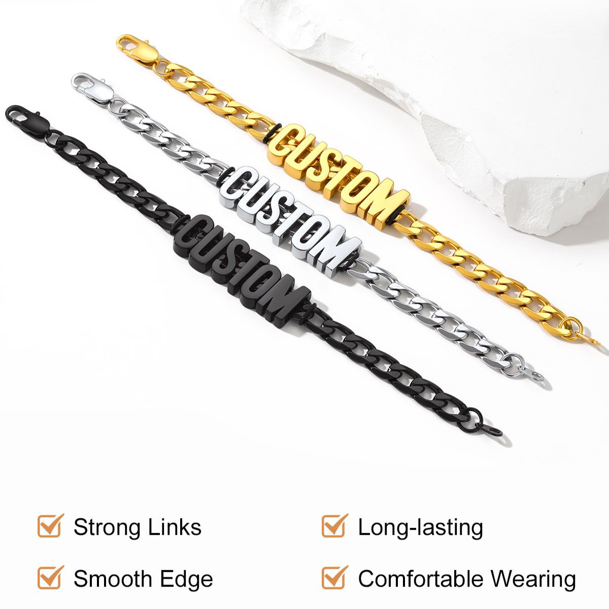 Personalized Stylish Cuban Link Chain Name Bracelet