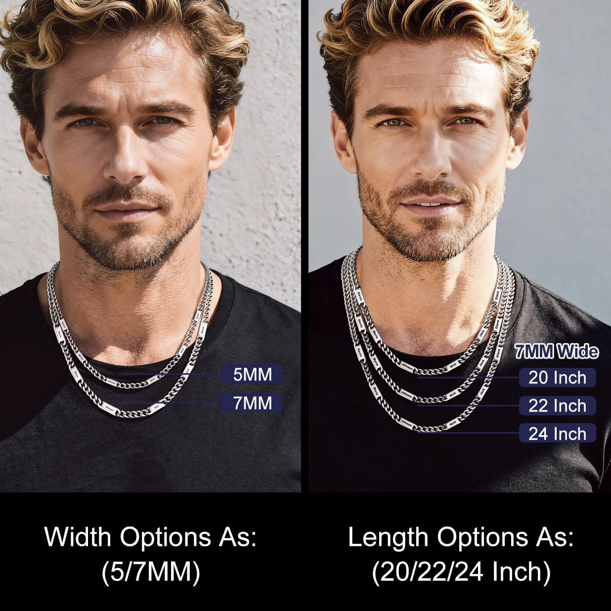 Custom 1-6 Name Cuban Link Chain Necklace for Men Women