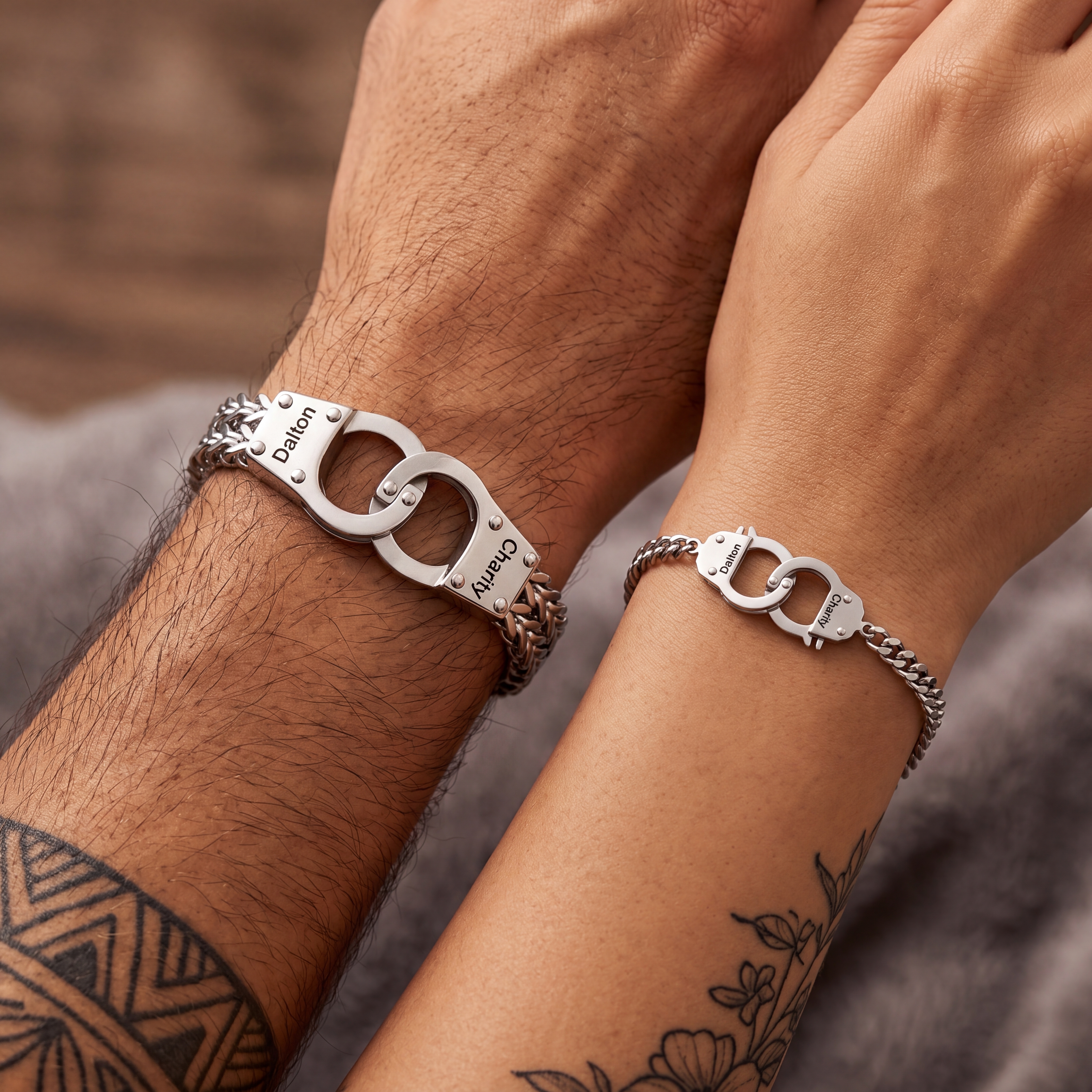 Custom Couple Handcuff Bracelet