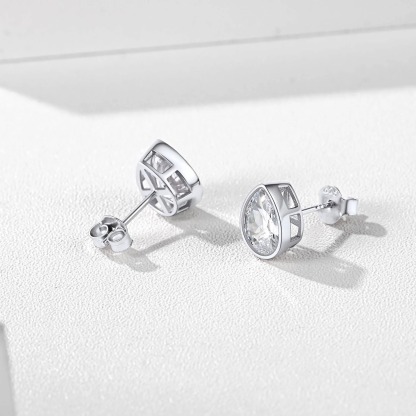 Flash Sale Sterling Silver Pear Cut CZ Stud Earrings