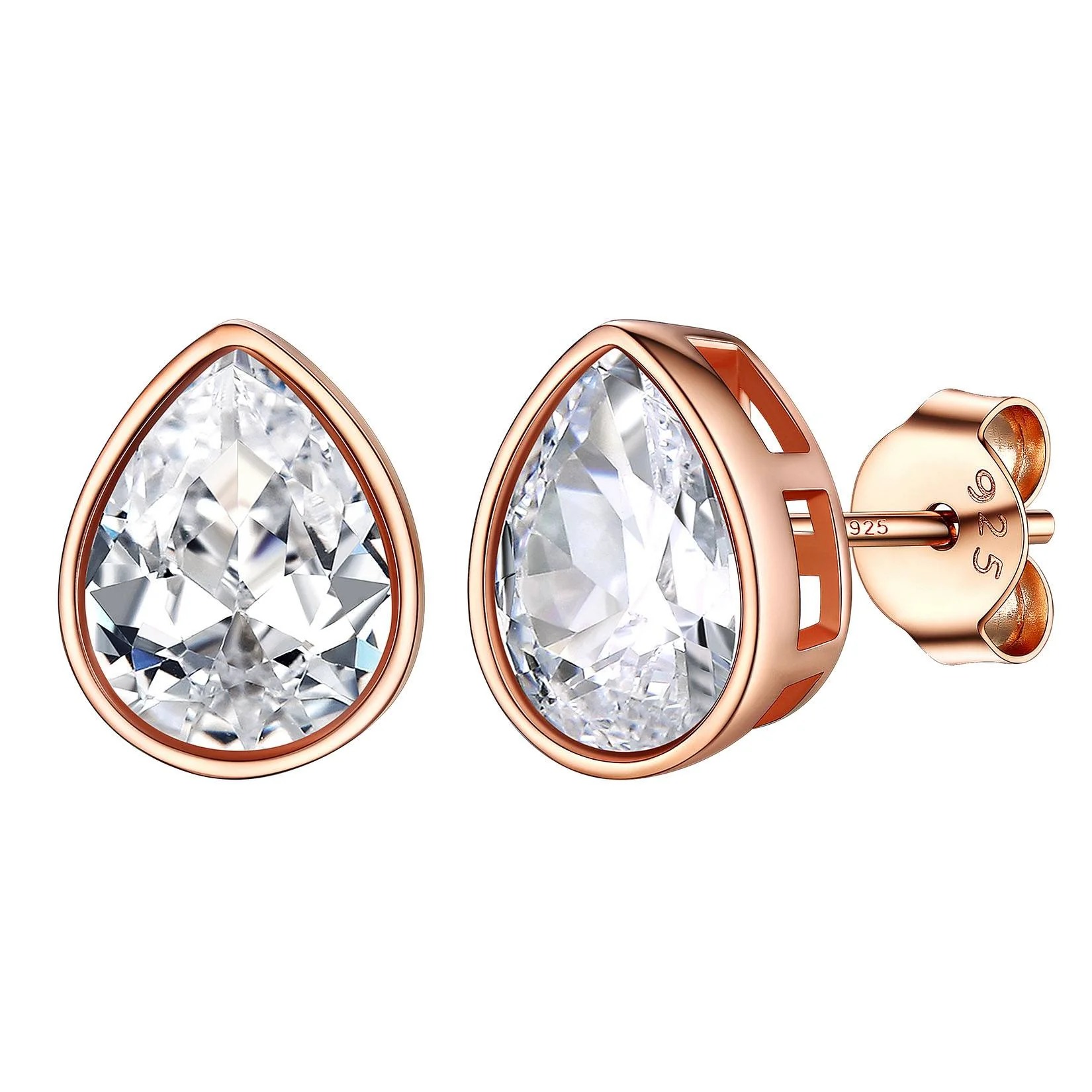 Flash Sale Sterling Silver Pear Cut CZ Stud Earrings