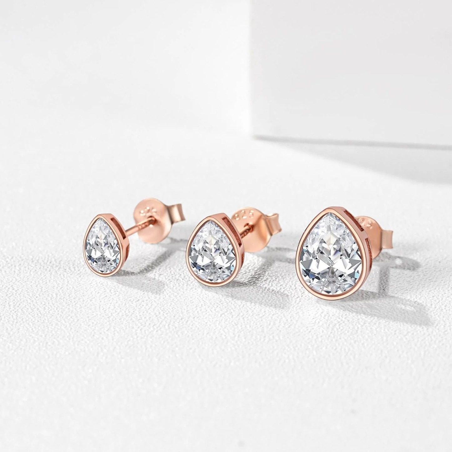 Flash Sale Sterling Silver Pear Cut CZ Stud Earrings