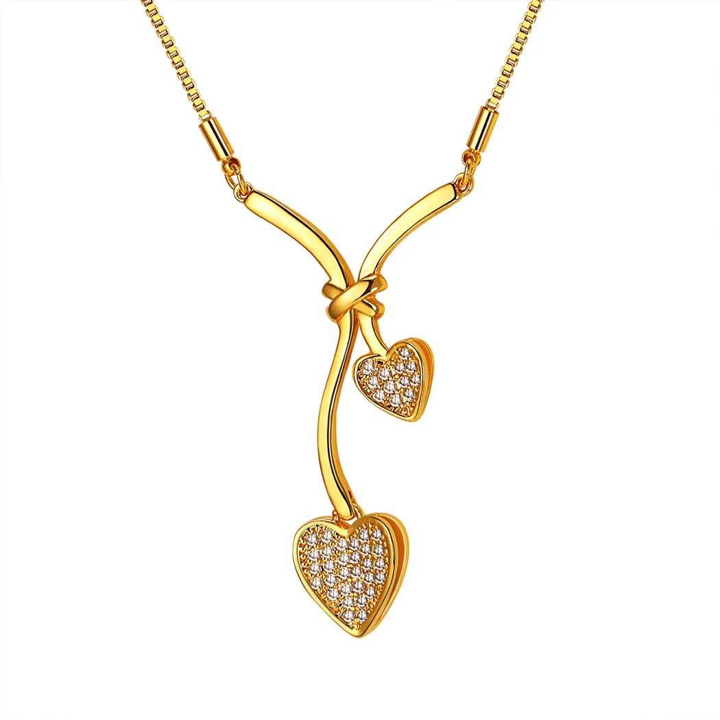 Flash Sale Cubic Zirconia Double Heart Necklace