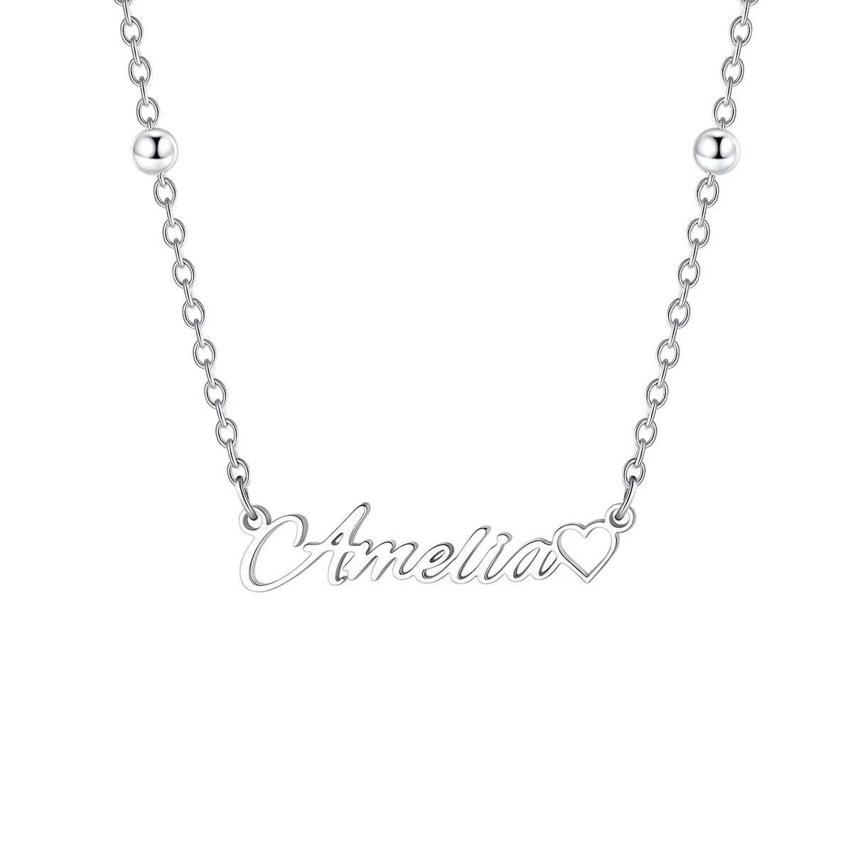 Custom Name Necklace with Heart for Women