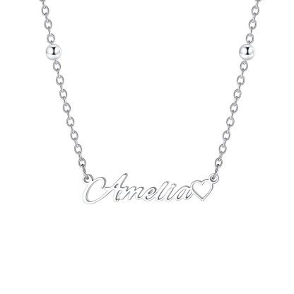 Custom Name Necklace with Heart for Women