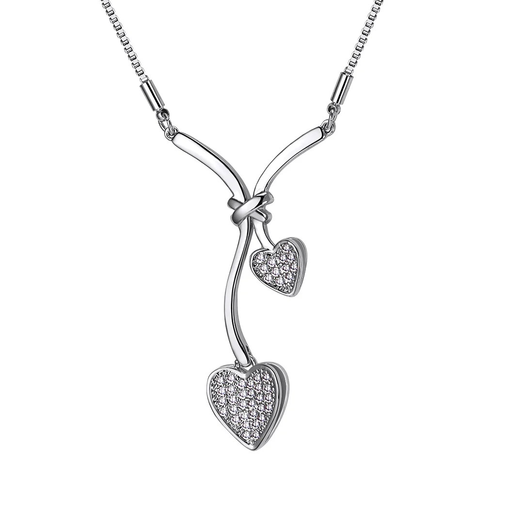 Flash Sale Cubic Zirconia Double Heart Necklace