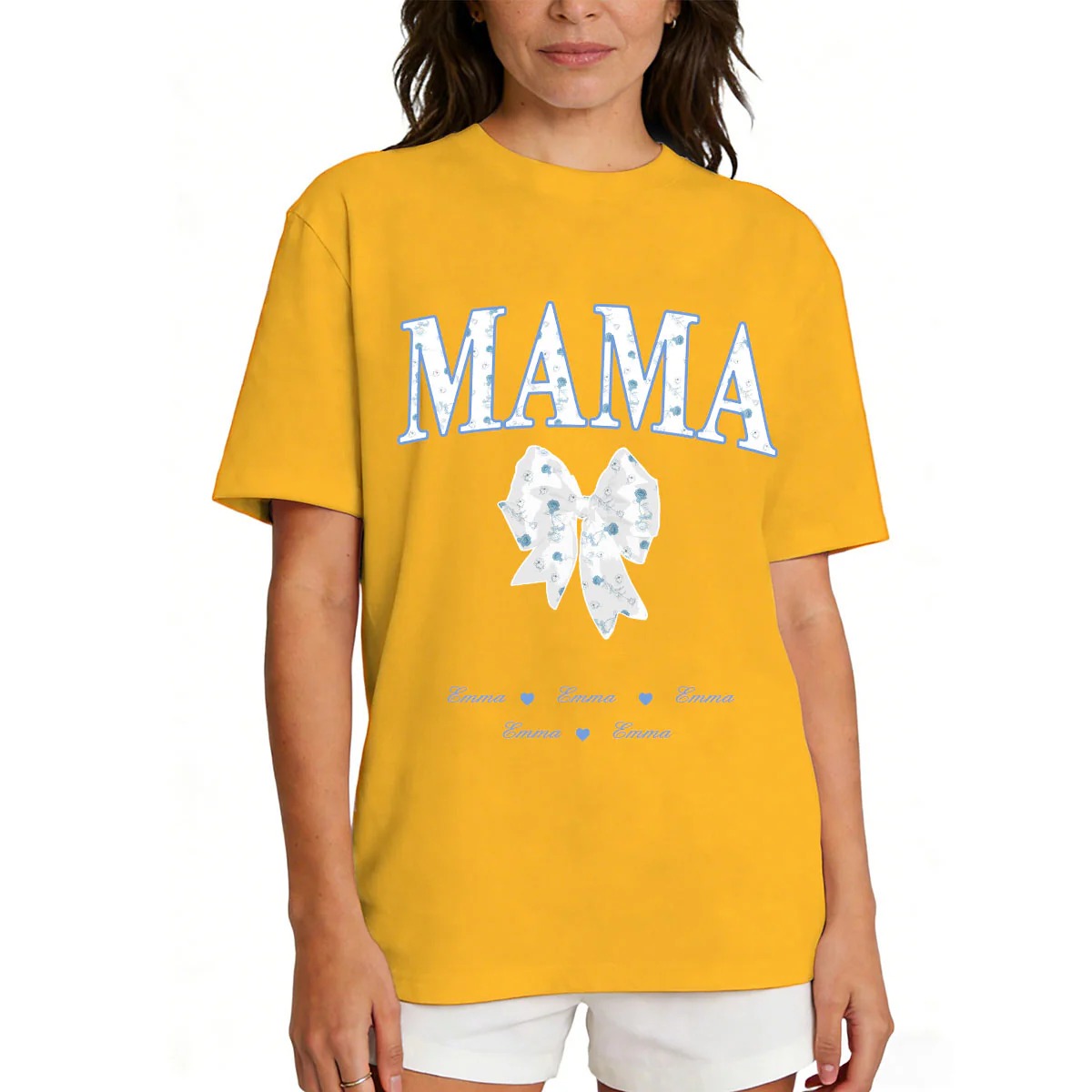 Personalized Bow T-Shirt for Mom Yellow