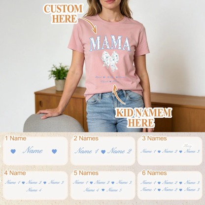 Personalized Bow T-Shirt for Mom up to 6 Names