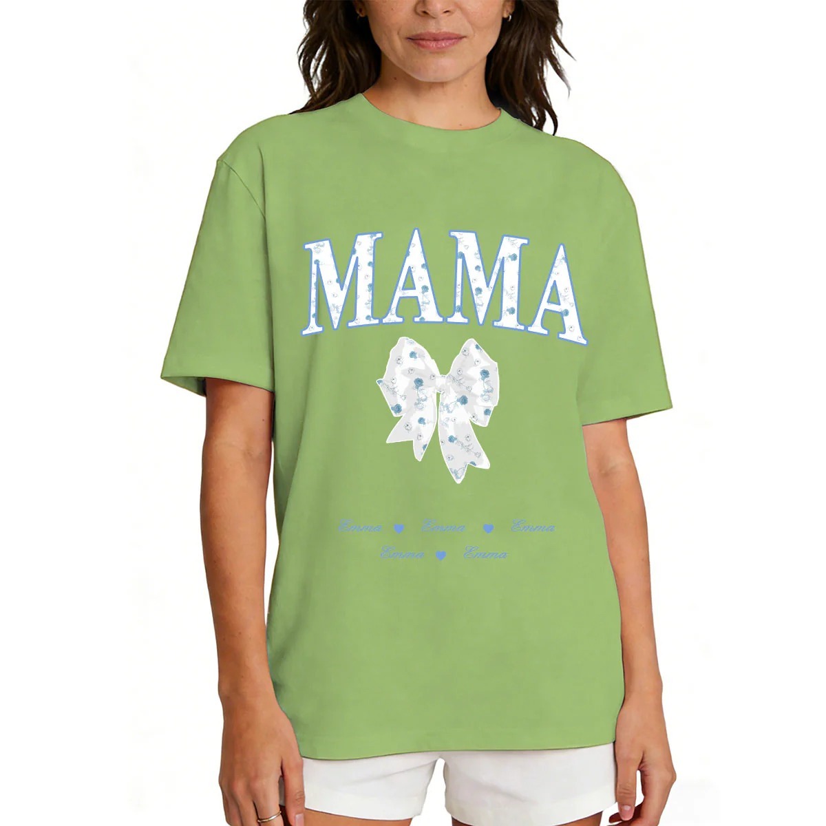 Personalized Bow T-Shirt for Mom Green

