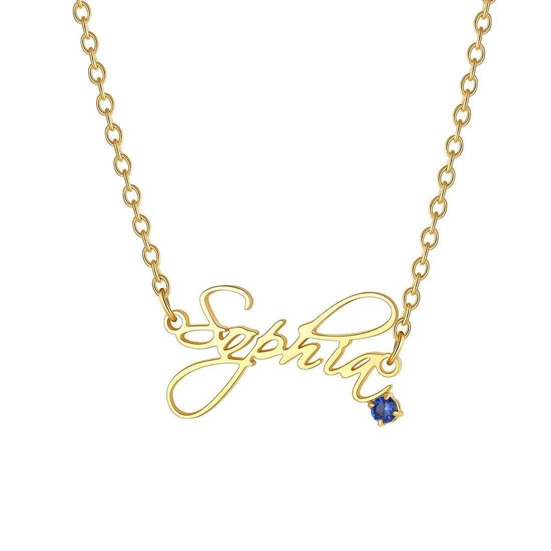 Custom Name Birthstone Oval Link Chain Necklace​
