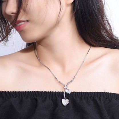Flash Sale Cubic Zirconia Double Heart Necklace