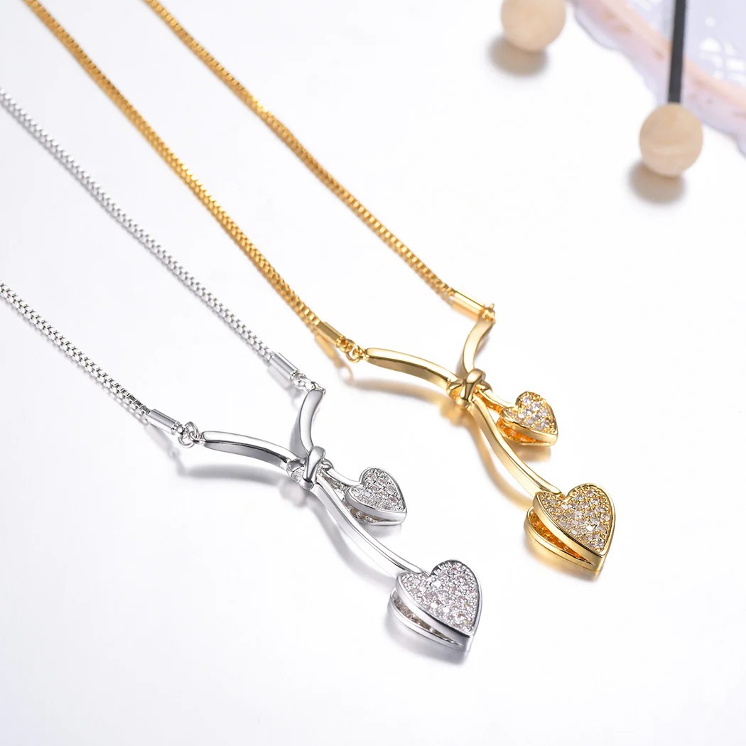 Flash Sale Cubic Zirconia Double Heart Necklace