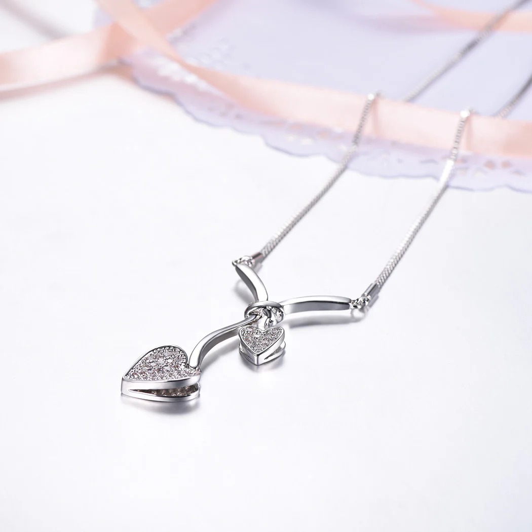 Flash Sale Cubic Zirconia Double Heart Necklace