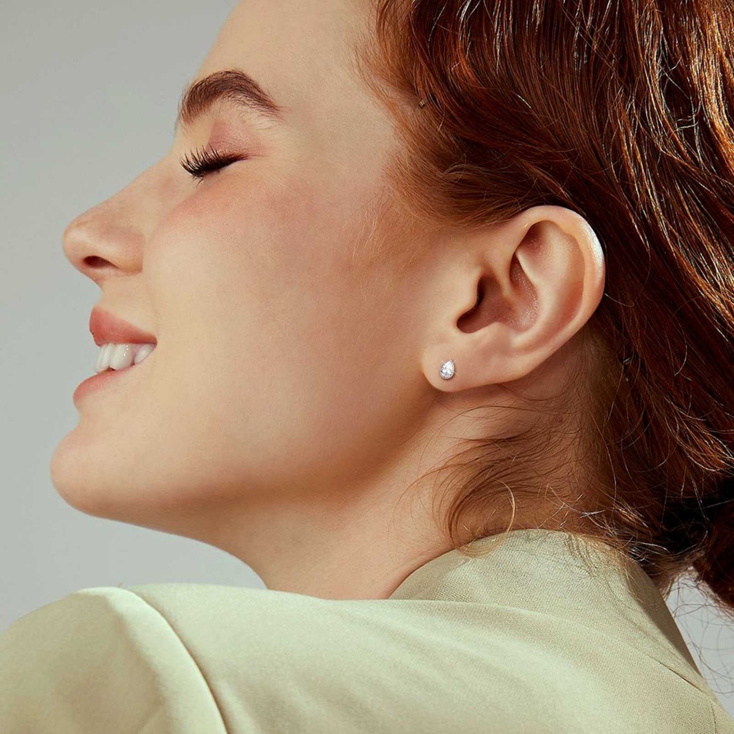 Flash Sale Sterling Silver Pear Cut CZ Stud Earrings