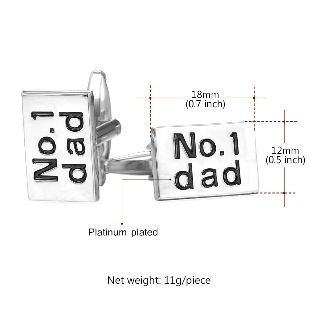 Flash Sale Daddy Engraved Square Cufflinks No. 1 Dad Cufflinks