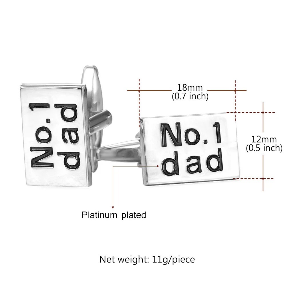 Flash Sale Daddy Engraved Square Cufflinks No. 1 Dad Cufflinks