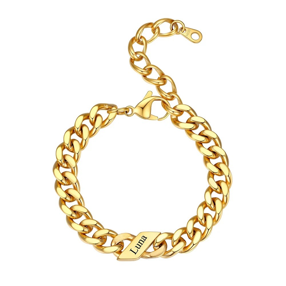 Personalized Multi-Name Gold Cuban Chain Bracelet 5/7/9MM