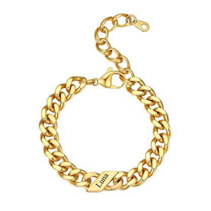 Personalized Multi-Name Gold Cuban Chain Bracelet 5/7/9MM