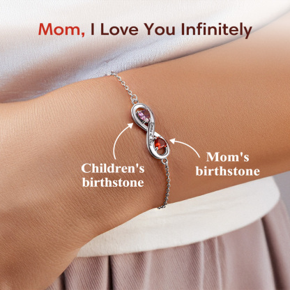 Sterling Silver Birthstone Infinity Bracelets for Mom