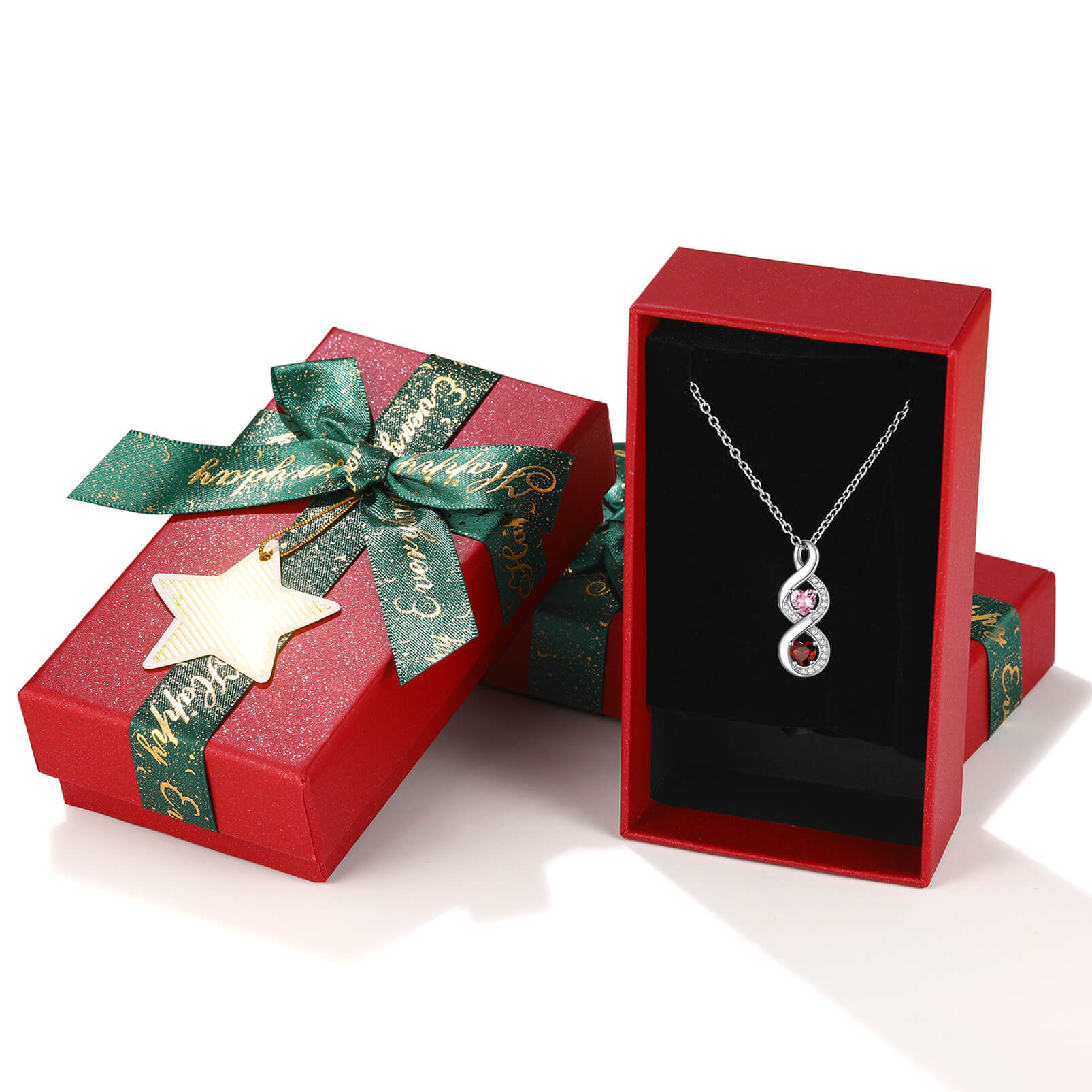 Custom Birthstone Necklace with christmas gift box