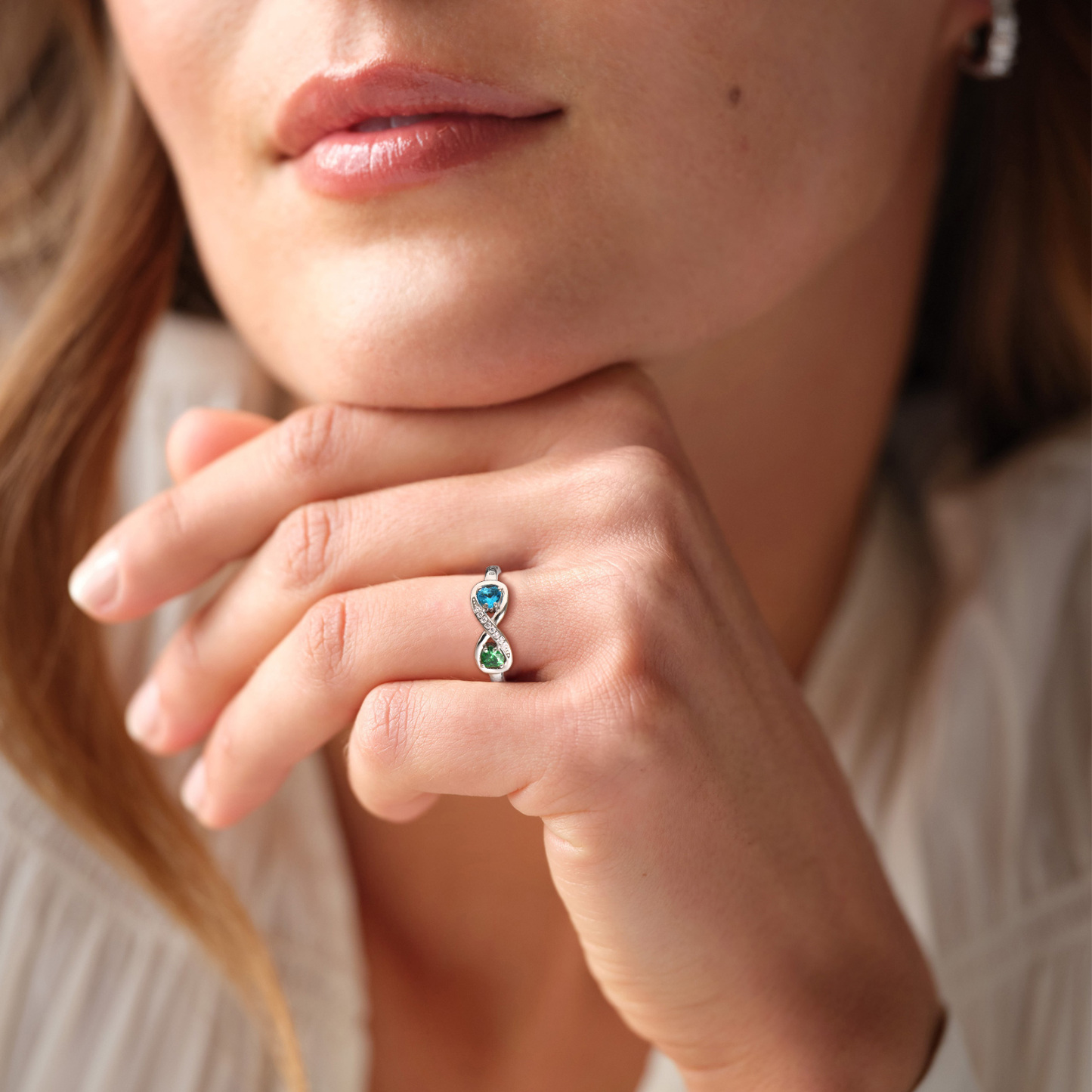 Personalized Sterling Silver Infinity Birthstone Promise Rings for Her Mothers Ring