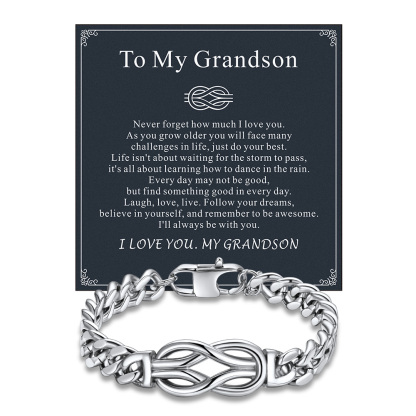 Infinity Love Knot Cuban Link Bracelets For Men to my grandson card silver