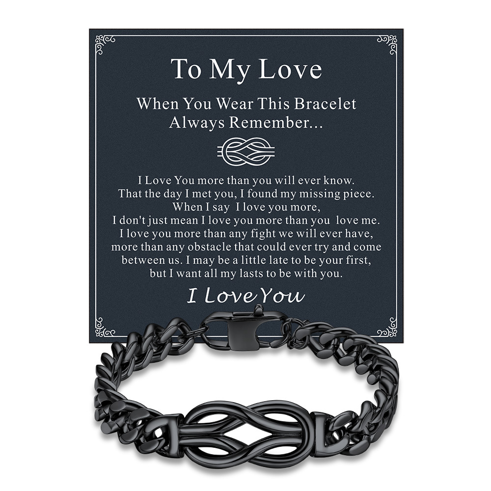 Infinity Love Knot Cuban Link Bracelets For Men to my love card black