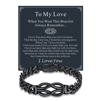 Infinity Love Knot Cuban Link Bracelets For Men to my love card black