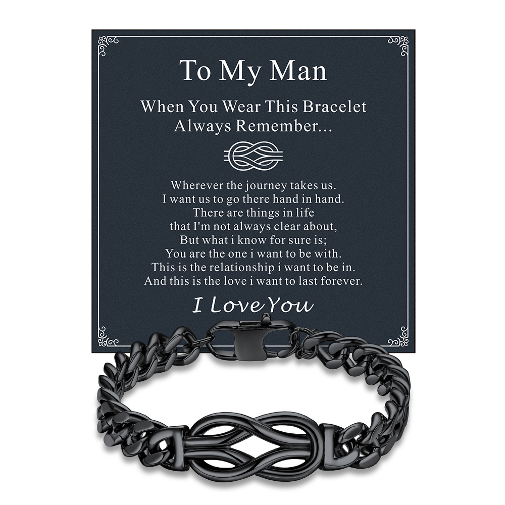 Infinity Love Knot Cuban Link Bracelets For Men to my man card black