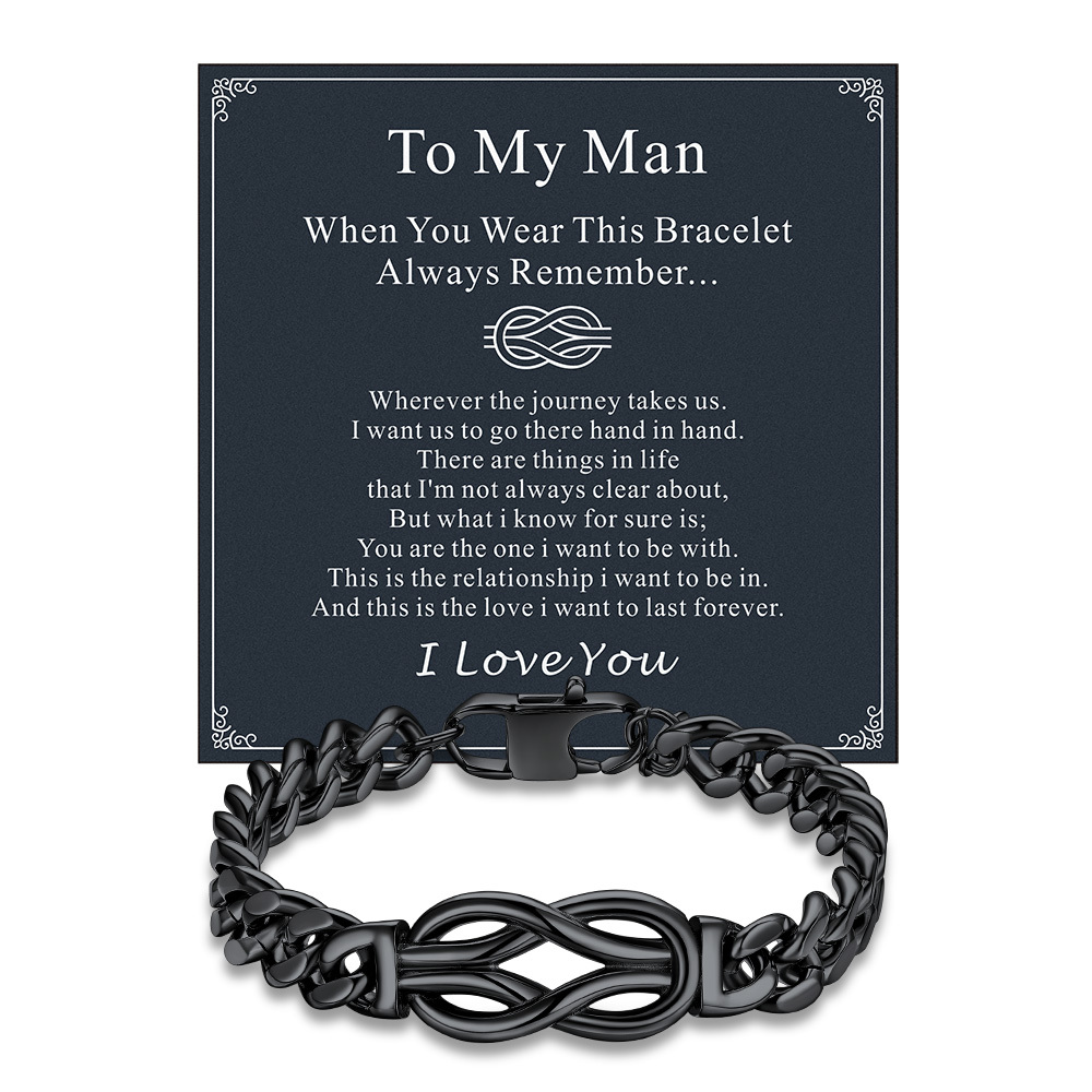 Infinity Love Knot Cuban Link Bracelets For Men to my man card black