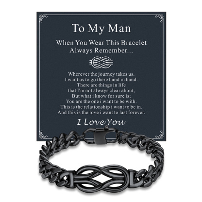 Infinity Love Knot Cuban Link Bracelets For Men to my man card black