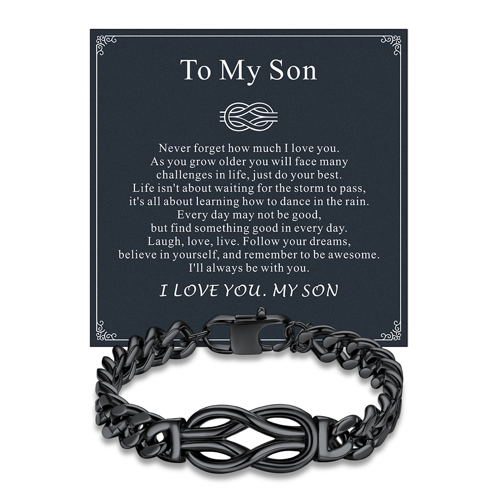 Infinity Love Knot Cuban Link Bracelets For Men to my son card black