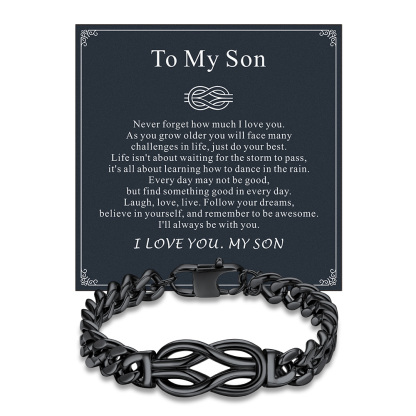 Infinity Love Knot Cuban Link Bracelets For Men to my son card black