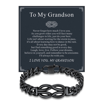 Infinity Love Knot Cuban Link Bracelets For Men to my grandson card black