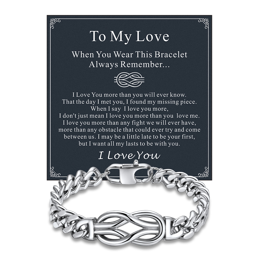 Infinity Love Knot Cuban Link Bracelets For Men to my love card silver