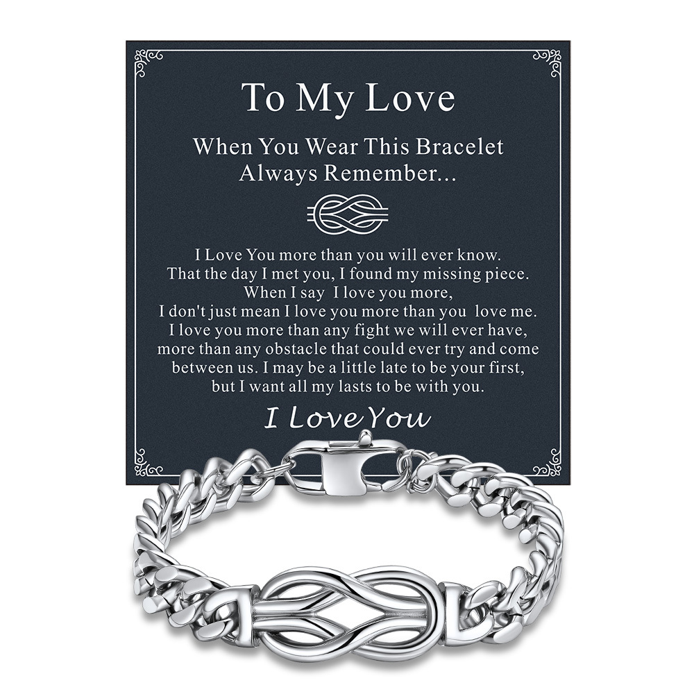 Infinity Love Knot Cuban Link Bracelets For Men to my love card silver
