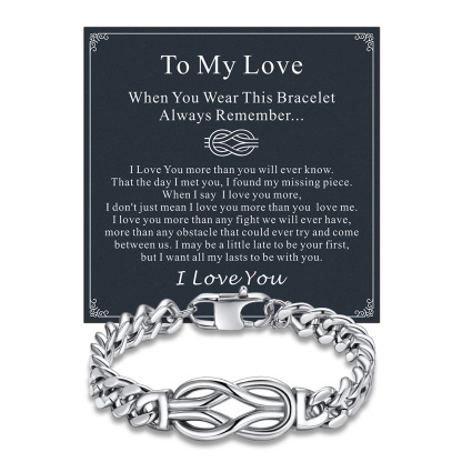 Infinity Love Knot Cuban Link Bracelets For Men to my love card silver