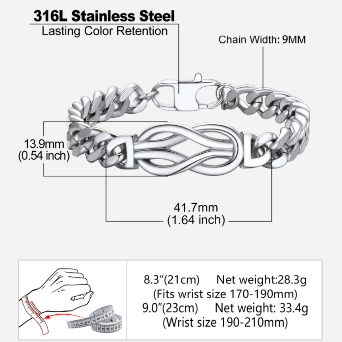 Infinity Love Knot Cuban Link Bracelets