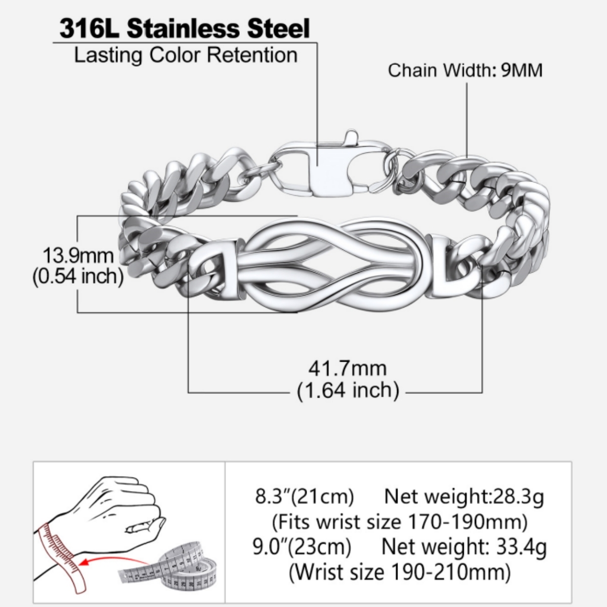 Infinity Love Knot Cuban Link Bracelets