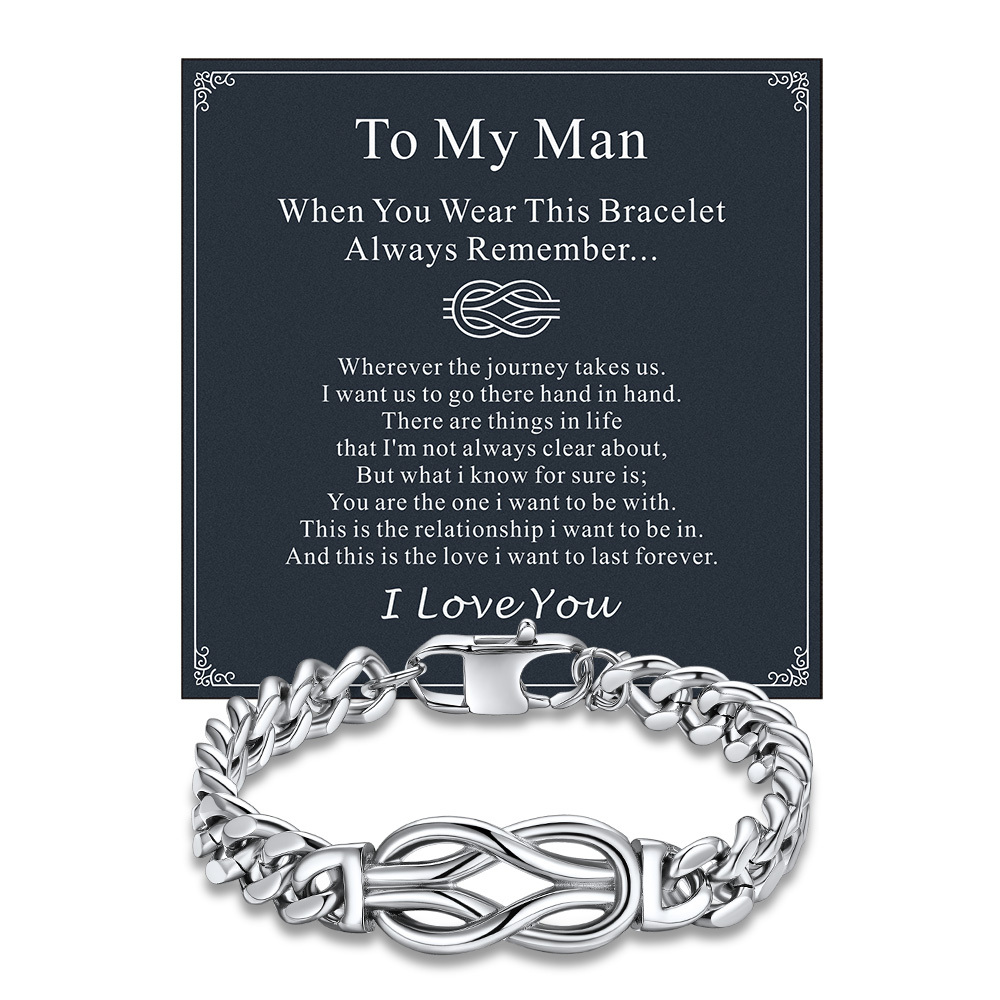 Infinity Love Knot Cuban Link Bracelets For Men   to my man card silver