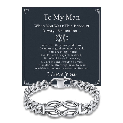 Infinity Love Knot Cuban Link Bracelets For Men   to my man card silver