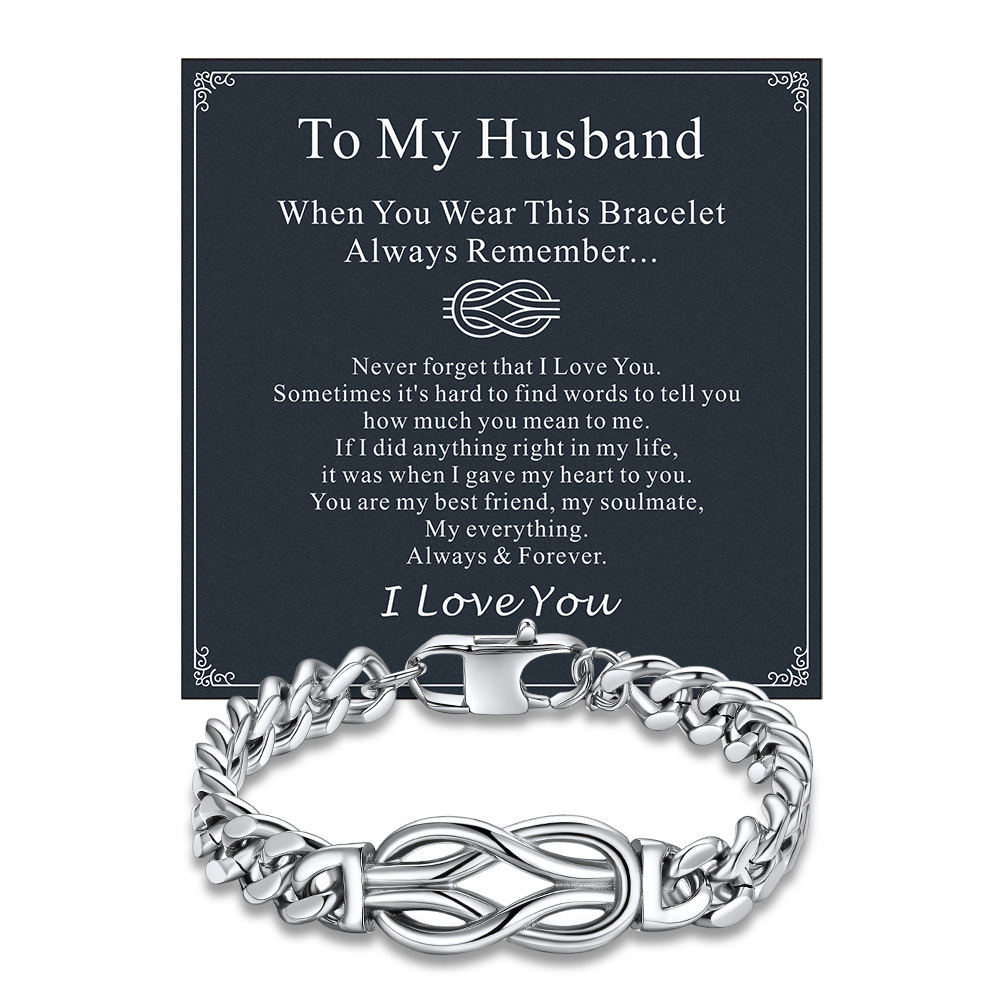 Infinity Love Knot Cuban Link Bracelets For Men to my husband card silver