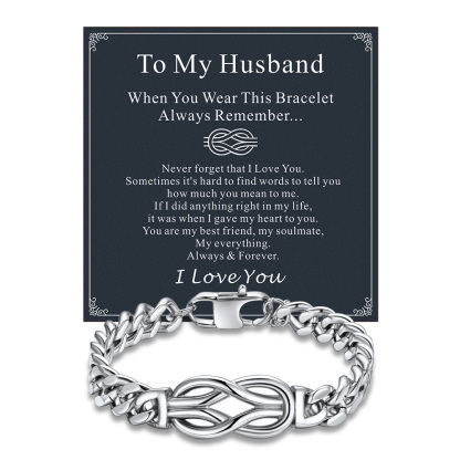 Infinity Love Knot Cuban Link Bracelets For Men to my husband card silver