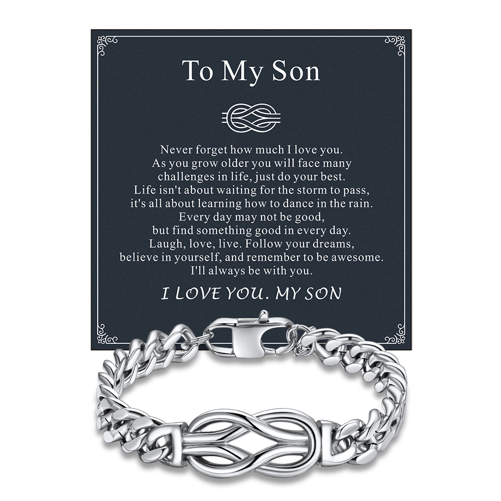 Infinity Love Knot Cuban Link Bracelets For Men  to my son card silver