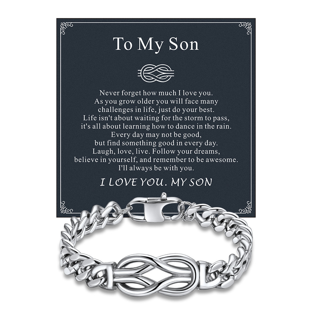 Infinity Love Knot Cuban Link Bracelets For Men  to my son card silver